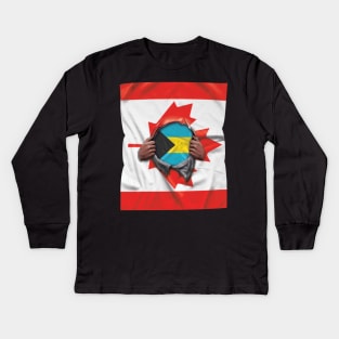 Bahamas Flag Canadian Flag Ripped - Gift for Bahamian From Bahamas Kids Long Sleeve T-Shirt